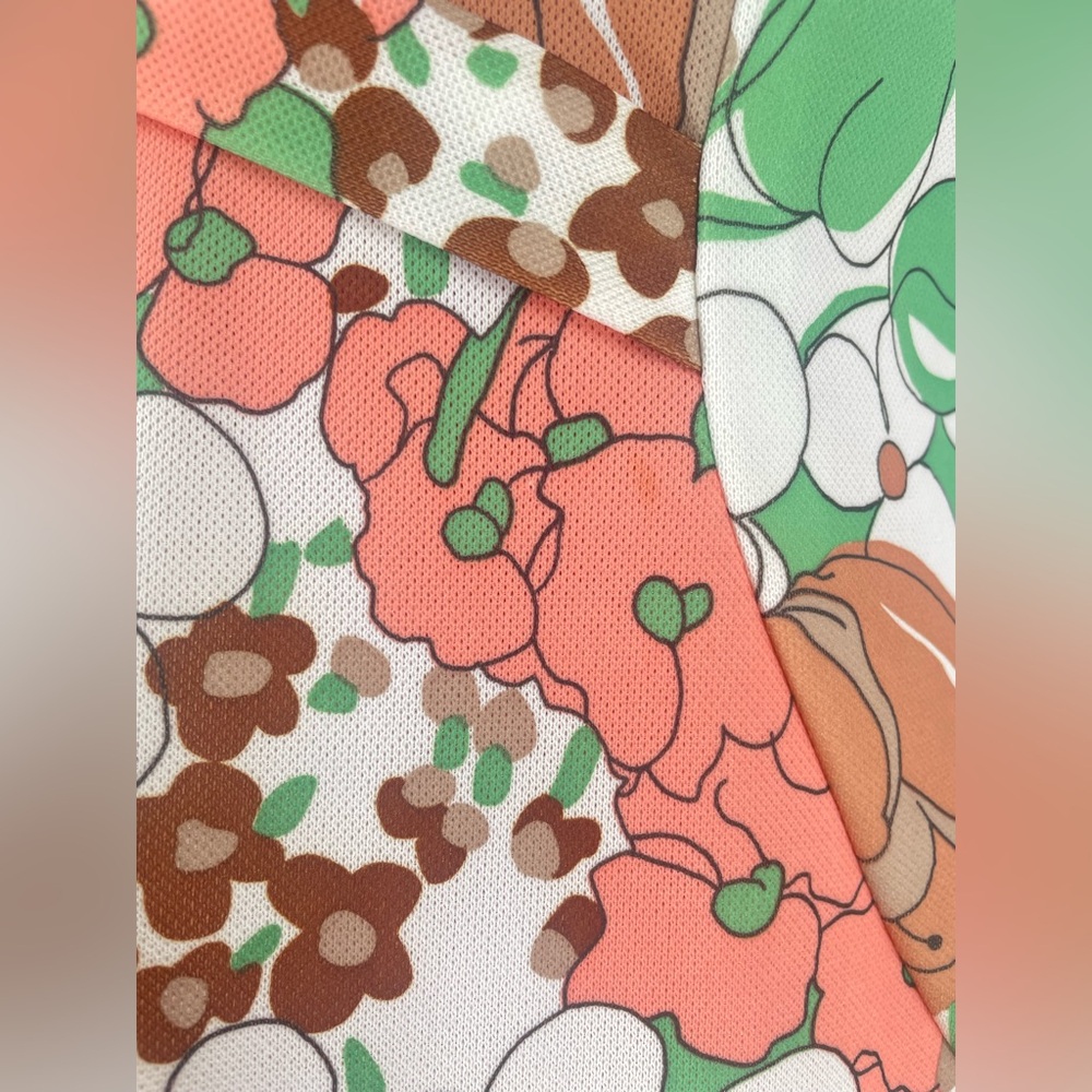 1960s Mod Floral Print Maxi Dress With Criss Cross Waist Detail - Picture 5 of 11
